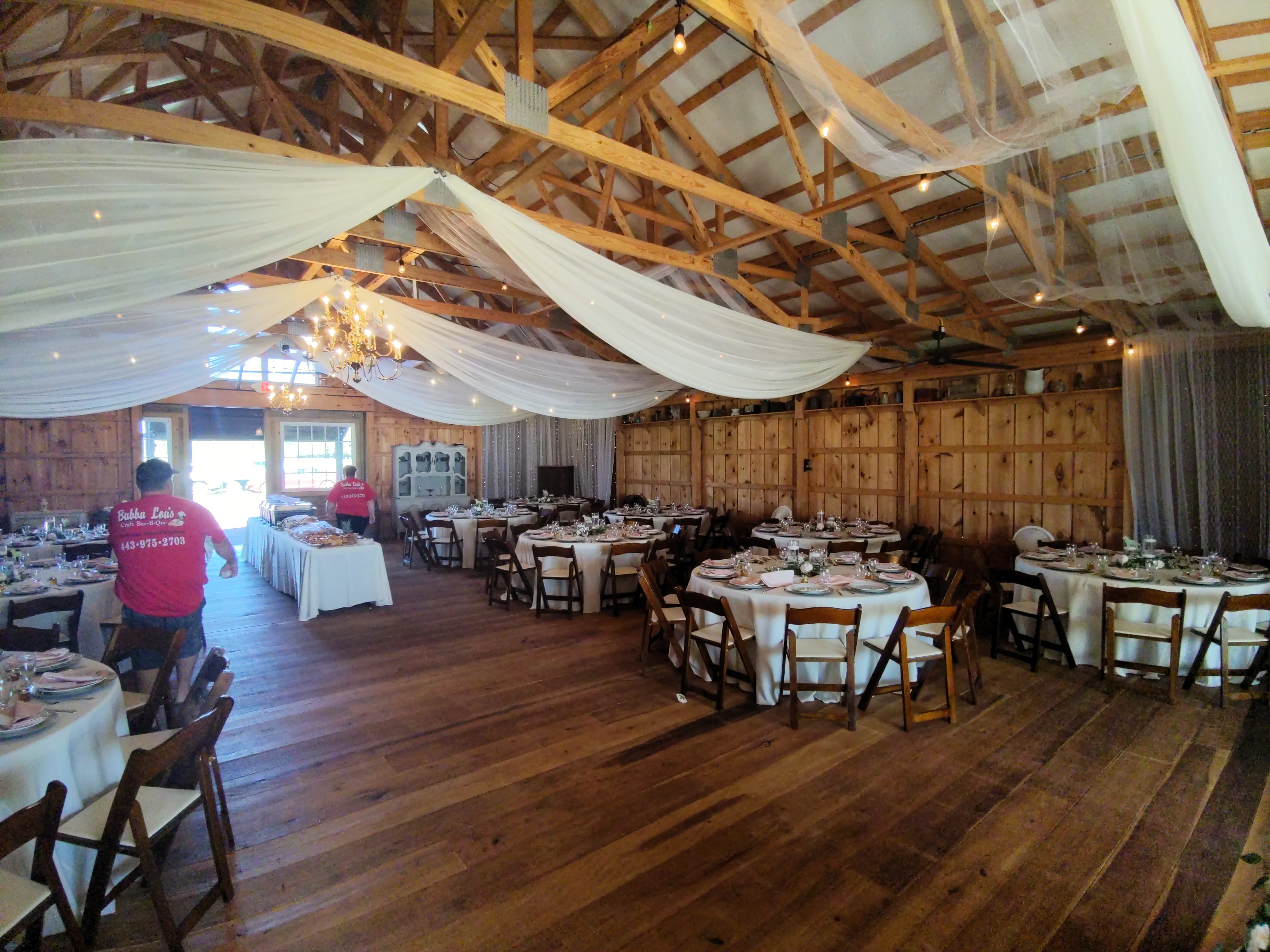 Working hard to get the reception barn ready